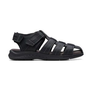 Clarks Mens Walkford Fishermand Sandal in Black Tumbled Leather. 26171793